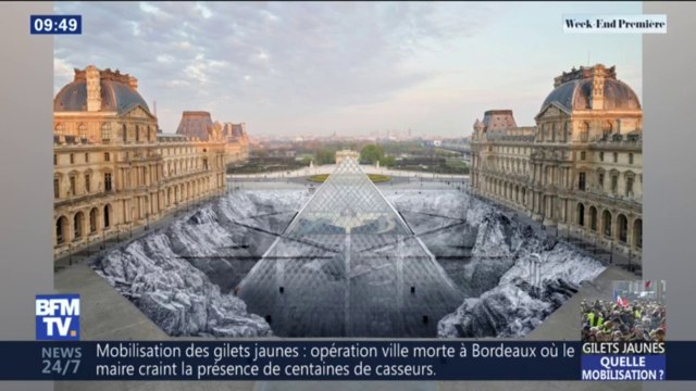Voici le résultat du collage géant de JR pour les 30 ans de la Pyramide du Louvre