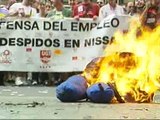 Cientos de trabajadores de Nissan se manifiestan contra el ERE en Barcelona