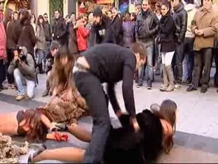 Flashmob contra el uso de pieles en Madrid