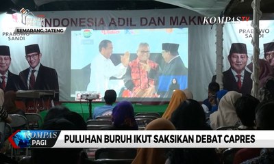Puluhan Buruh Saksikan Debat Capres di Kantor Pemenangan Prabowo-Sandi