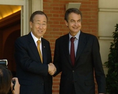 Zapatero y Ban Ki-Moon se reúnen en Moncloa