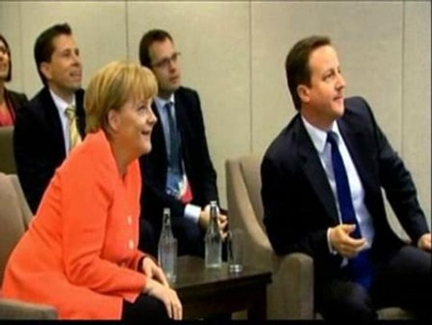 Merkel y Cameron ven juntos el Alemania-Inglaterra en la cumbre del G20