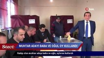 Rakip olan muhtar adayı baba ve oğlu, oylarını kullandı