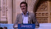 Pablo Casado critica a Sánchez y Zapatero en León.