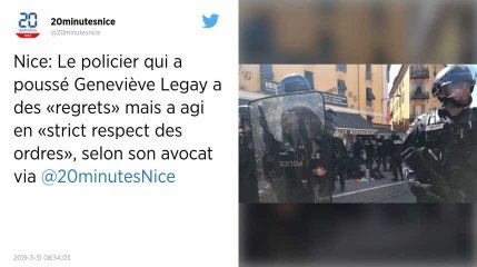 Le policier qui a poussé la septuagénaire à Nice exprime ses "regrets" mais a "respecté les ordres"