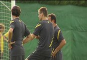Tito Vilanova dirige el entrenamiento del Barça