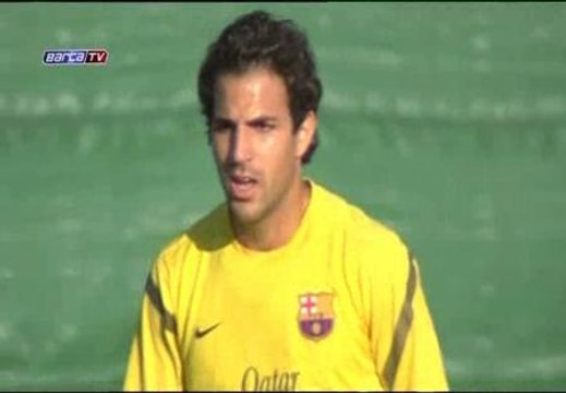 Cesc entrena por primera vez con el Barça