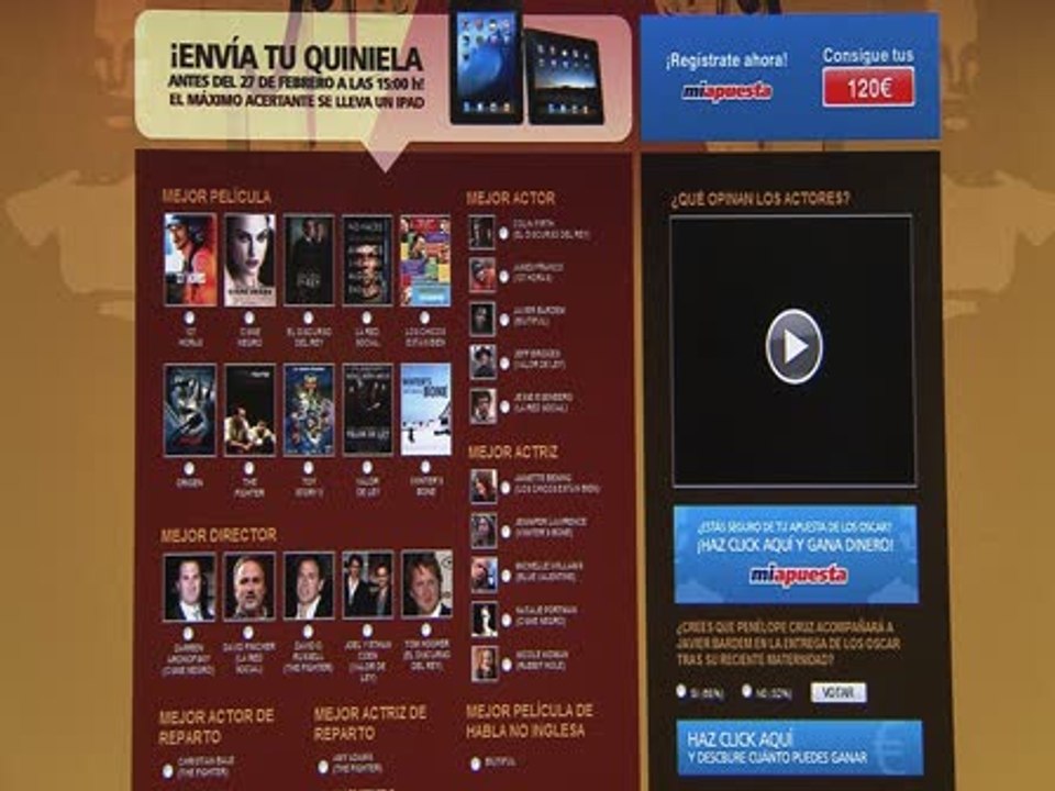 Javier Bardem, favorito de los actores españoles en 'La Quiniela de los Oscars'