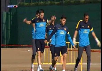 El Barcelona se entrena en cuadro