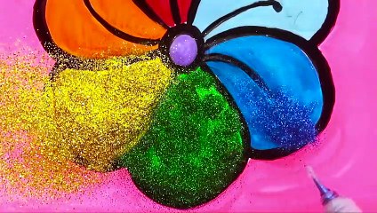 Glitter Toy Rainbow Flower coloring and drawing Learn Colors & Painting for kids | Kids Art Time