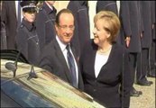 Hollande y Merkel celebran 50 años de buenas relaciones entre Francia y Alemania