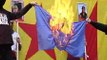 Encapuchados queman las banderas de España, UE y Francia