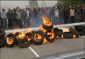 Los mineros de Asturias queman neumáticos en mitad de la autovía