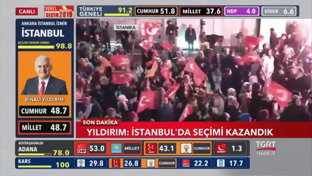 Binali Yıldırım İstanbul'da seçimi kazandık