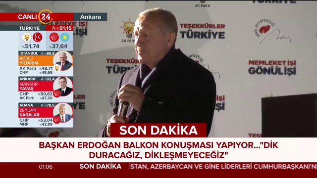 Cumhurbaşkanı Recep Tayyip Erdoğan, Ankara'da balkon konuşması yapıyor