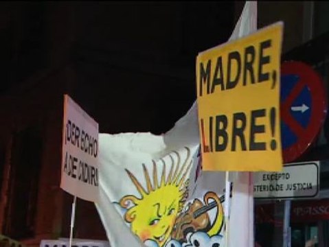 Manifestación contra la reforma del aborto ante el Ministerio de Justicia en Madrid