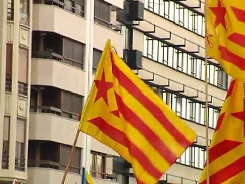 Simbología catalanista en la manifestación del 9 de octubre en Valencia