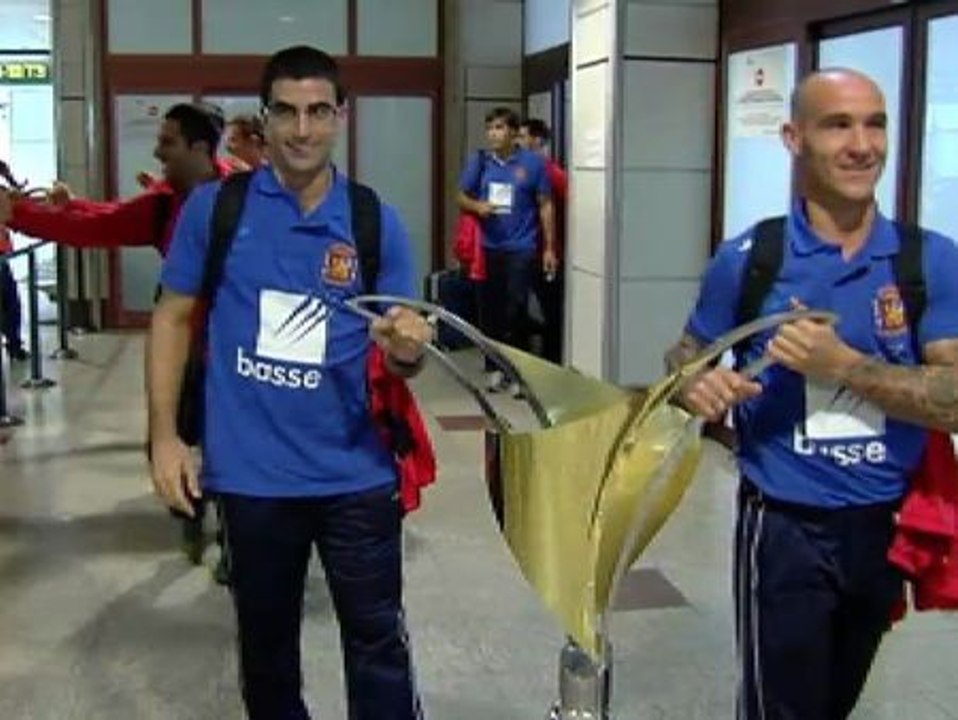 Llegada de la selección española de hockey a Barajas