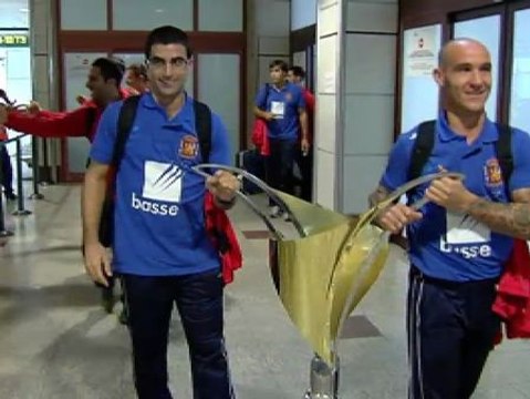 Llegada de la selección española de hockey a Barajas