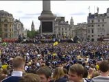 Invasión de aficionados escoceses en la londinense Trafalgar Square