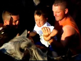 Lucha salvaje entre el hombre y el caballo