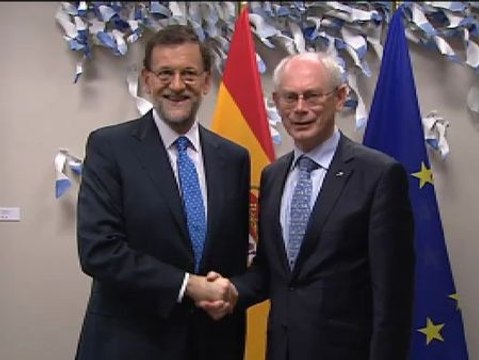 Rajoy se reúne con Rompuy y Almunia en Bruselas