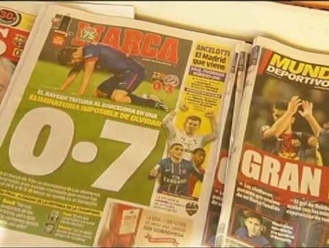 La afición del Barcelona, decepcionada tras sucumbir ante el Bayern