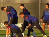 Ambiente distendido en el Barça antes de jugar contra el Milan