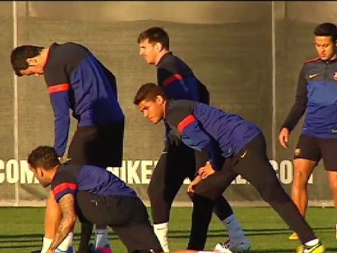 Ambiente distendido en el Barça antes de jugar contra el Milan