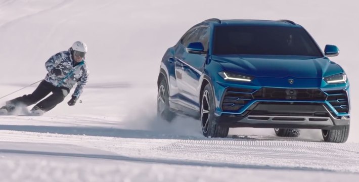 VÍDEO: Lamborghiuni Urus en nieve, Alberto Tomba y Stefano Domenicali se lanzan ladera abajo