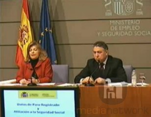 Rueda prensa en el Ministerio de empleo y seguridad social. Declaraciones de Engracia Hidalgo, secretaria de Estado de Empleo