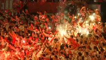 El River Plate celebra con su afición el triunfo de la Copa Libertadores