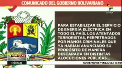 Ministro venezolano: Se trabaja sin descanso en el servicio eléctrico