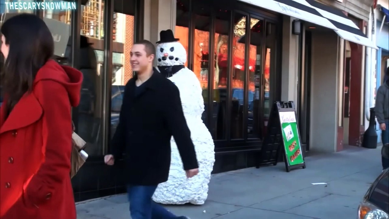 Funny Scary Snowman Hidden Camera Practical Joke video Dailymotion
