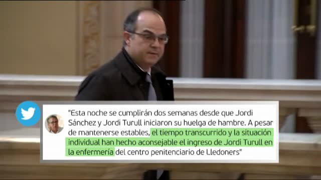 Jordi Turull ingresa en la enfermería de la cárcel de Lledoners tras 13 días de huelga de hambre