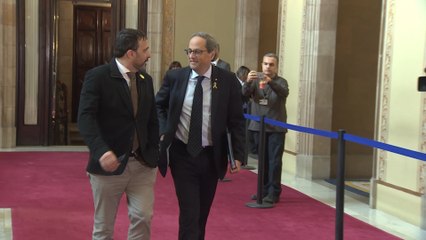 Torra asiste al pleno del Parlament