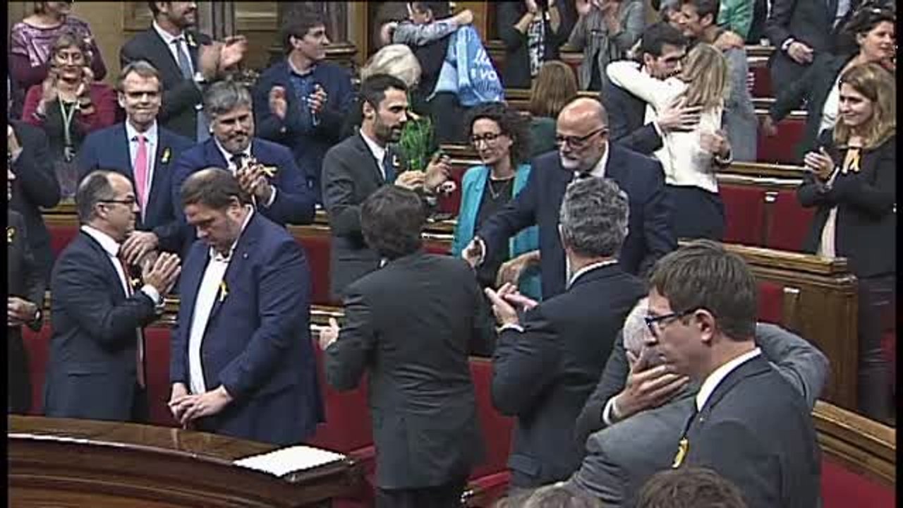 Puigdemont, Junqueras y Forcadell, las tres caras de la DUI