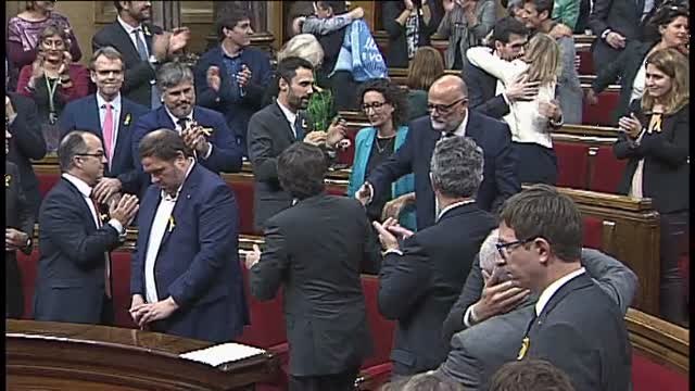 Puigdemont, Junqueras y Forcadell, las tres caras de la DUI
