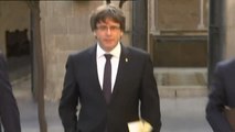 Gesto serio de Puigdemont, a pocas horas de su intervención en el Parlament