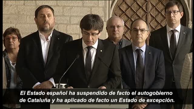 Puigdemont acusa al Estado de suspender de facto el autogobierno en Cataluña