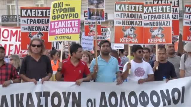 Manifestación en Grecia en el cuarto aniversario del asesinato del rapero antifascista Pavlos Fyssas