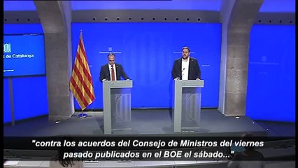 Junqueras declara "suspendida" la intervención económica de Montoro por el recurso ante el TS