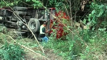 Un camión cae por un barranco en China cuando trataba de adelantar