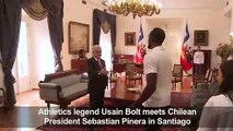 Oympic sprint champion Usain Bolt meets Chilean president