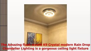 Saint Mossi Modern K9 Crystal LED 2 Ring Chandelier Lighting Flush Mount Ceiling Light