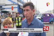 Pelea entre fiscalizadores y mototaxistas dejó varios heridos