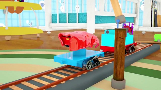 Le train transporte des voitures de peinture, d'apprendre les couleurs avec le véhicule