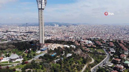 Dördüncü parçası da monte edilen Çamlıca Kulesi havadan görüntülendi