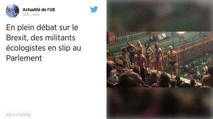 VIDEO. Brexit: Des militants écolos en sous-vêtements font irruption au Parlement britannique en plein débat