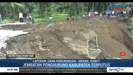 Jembatan Penghubung Simalungun-Pematangsiantar Putus Akibat Longsor